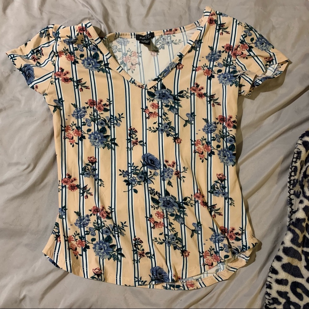 Rue21 Striped floral shirt